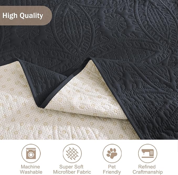 Blue Loveseat Covers for 2 Cushion Couch, Water-Repellent Slip Covers for Loveseat, Machine Washable Love Seat Quilted Couch Covers, Pet Friendly Loveseat Slipcovers (Loveseat 56", Blue Gray)