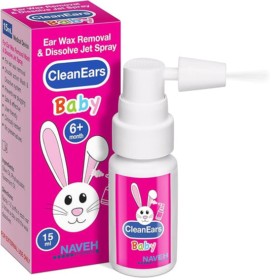 NAVEH PHARMA CleanEars Baby | Ear Wax Removal Kit Spray Ear Wax Softener Cleaner Ear Irrigation and Wax Dissolution 0.5 Fl