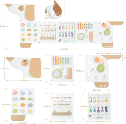 Beright Dog Activity Wall Busy Board Panels, Montessori Sensory Toys, Toddler Learning Activity Center, Perfect for Toddler Playroom & Children's Daycare, White