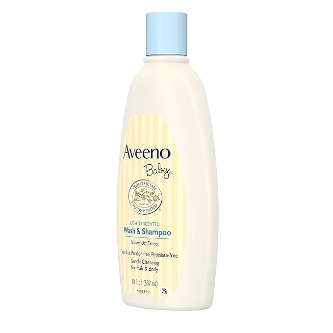 Aveeno Baby Daily Moisture Gentle Body Wash & Shampoo with Oat Extract, 2-in-1 Baby Bath Wash & Hair Shampoo 18 fl.