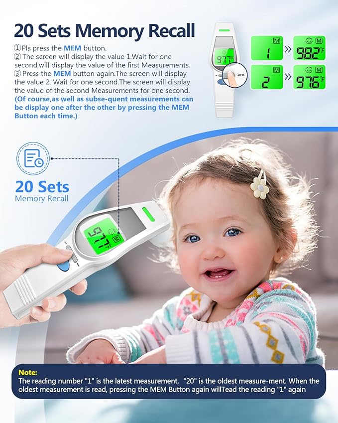 Forehead Thermometer for Kids and Adults, HealthTree No Touch Forehead Thermometer for Baby 2 in 1 Digital