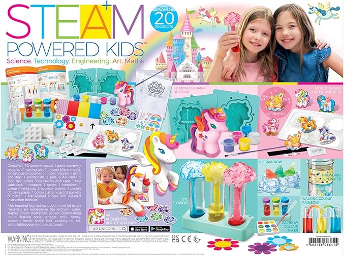 4M | STEAM Powered Kids | Rainbow Unicorns | Giant Unicorn Themed Arts and Crafts and STEM Projects Kit | Kids Ages 5+, Pink
