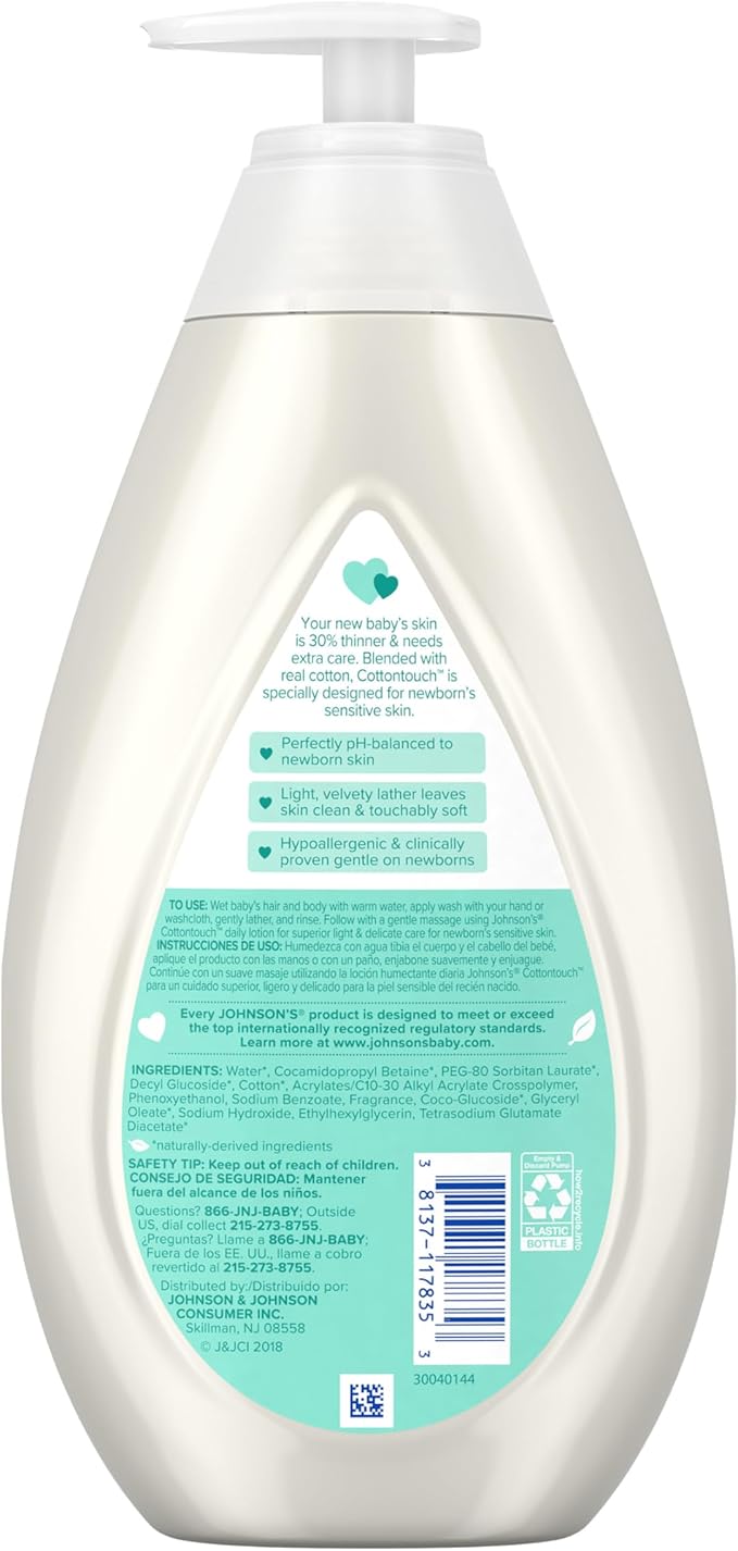 Johnson's Baby CottonTouch Newborn Baby Wash & Shampoo with No 27.1 Fl