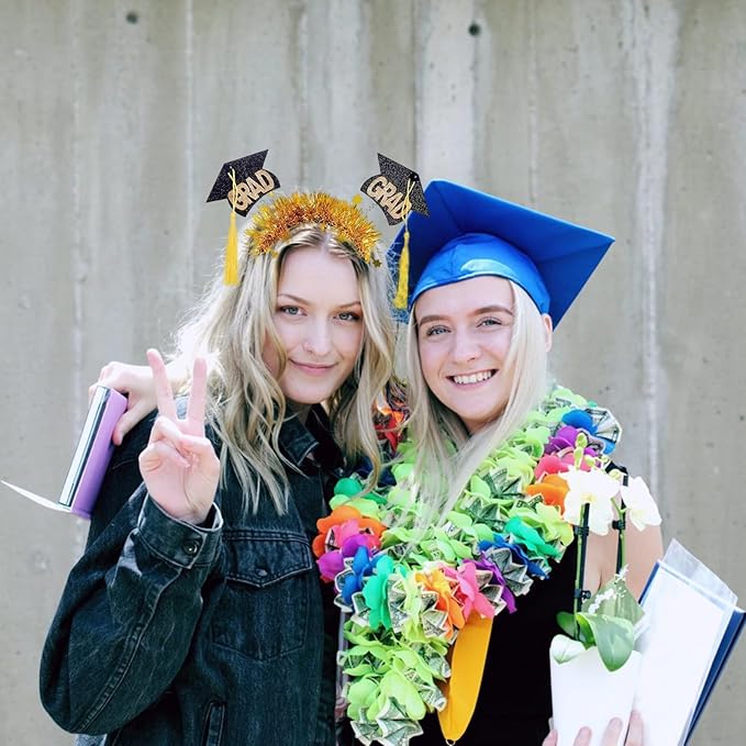 Class of 2024 Glitter Sequins Star Mini Grad Cap Headbands