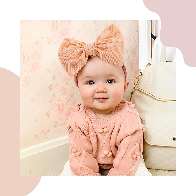 YanJie Baby Headbands - Handmade Elastic Nylon Hairbands with Hair Bows for Newborns, Girls