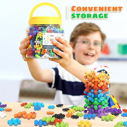 STEM Building Blocks Toy for Kids,300Pcs Interlocking Solid Plastic Educational Discs Toy,Classroom Must Haves Creativity Preschool Toy for Kids Aged 3+,Round Soft and Safe Material,Size Merge Set ﻿