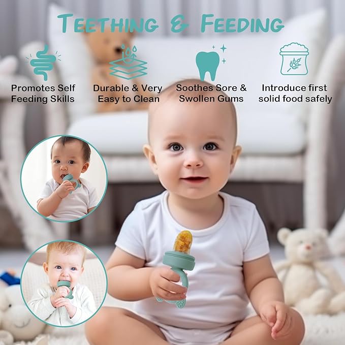 Baby Breastmilk Popsicle Molds & Baby Fruit Feeder (3 Pack), WAJIAYON Baby Food Freezer Tray Storage Containers