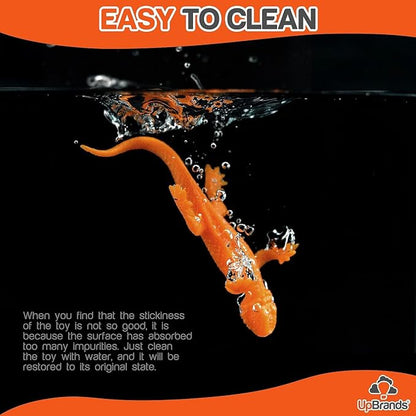 UpBrands 24 Pack ORANGE Super Stretchy Lizard Toys - Tangy Party Favors, Rubber Lizards for Kids, Small Classroom Prizes, Reptile & Newt Toy, Stress-Relief & Orange Celebrations