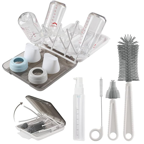 Baby Bottle Brush,6 in 1 Bottle Cleaner Brush Kit with Extendable Silicone Bottle Brush