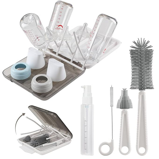Baby Bottle Brush,6 in 1 Bottle Cleaner Brush Kit with Extendable Silicone Bottle Brush
