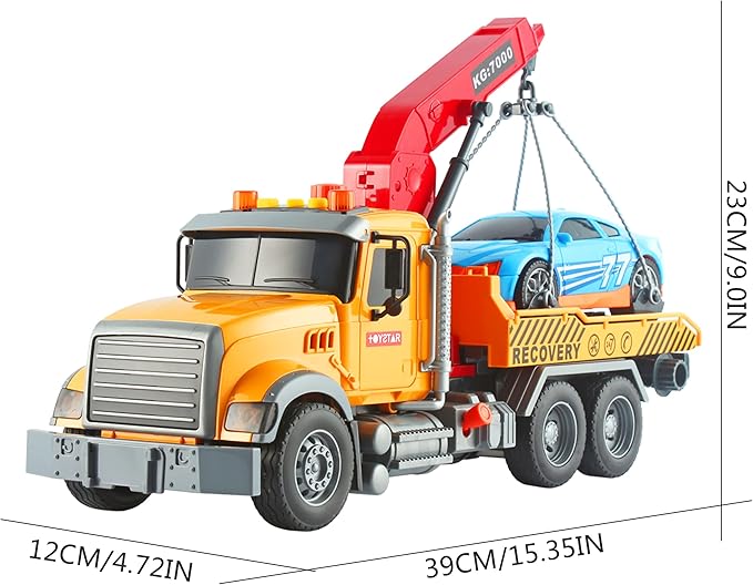 15" Tow Truck toddlers Gifts Toys Hook Friction Powered Push 3+