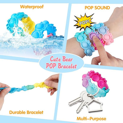 Valentines Day Gifts for Kids 30 Pack Pop Bracelets Fidget Toys Valentines Day Cards for Kids School Classroom Party Favors Valentines Exchange Gifts for Toddlers Girls Boys Class Prizes