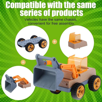 Wooden Construction Truck Mini Simulation Engineering Vehicles for Boys and 3 +