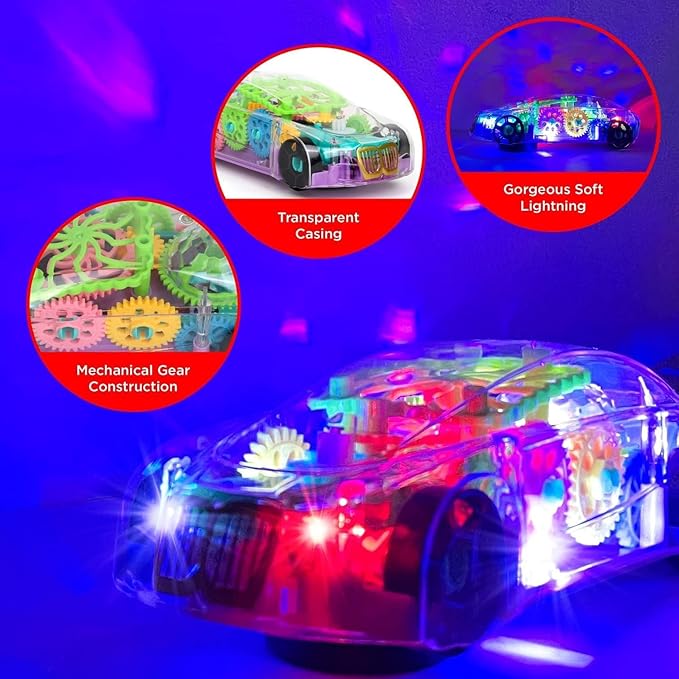 Light up Car, Sensory Transparent Toy for Kids