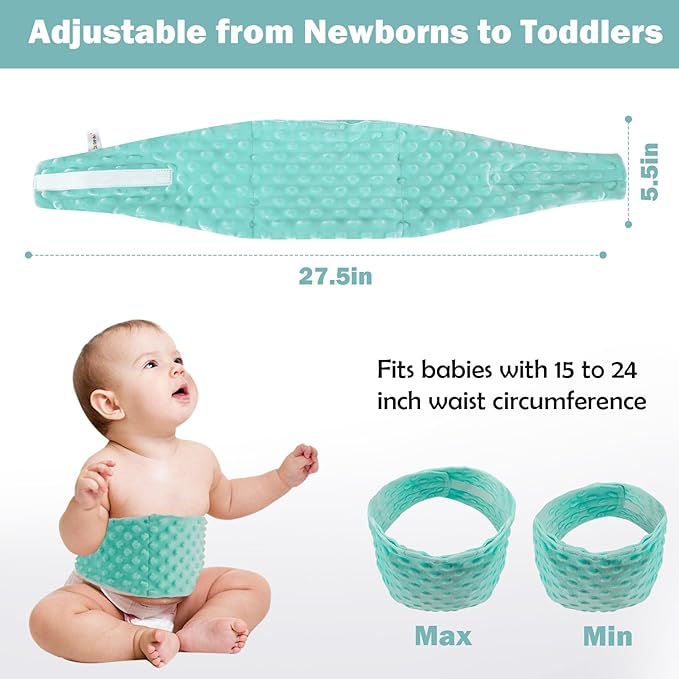 Baby Belly Band for Gas and Colic Relief, Flaxseed Baby Heated Tummy Wrap for Infants Colic Calm