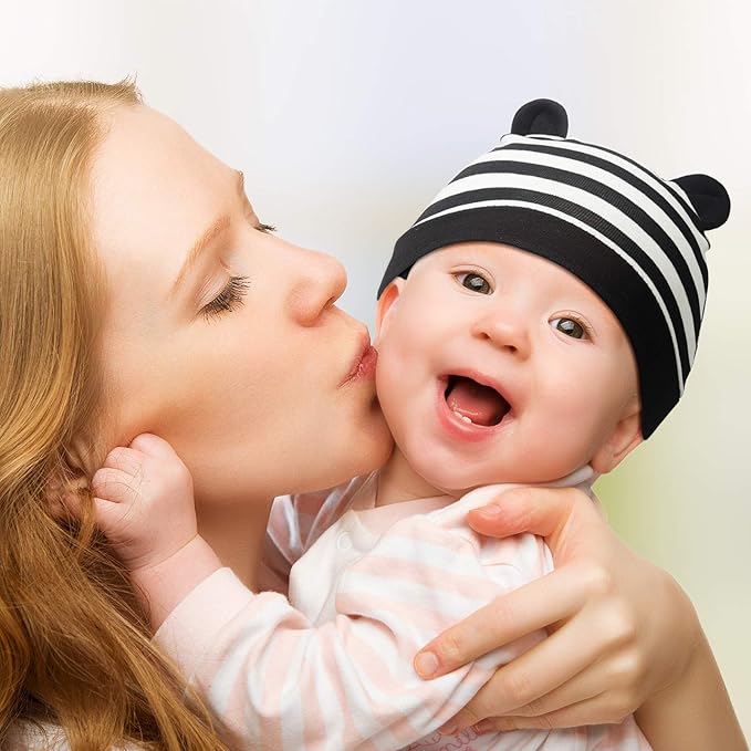 Geyoga 9 Pieces Newborn Baby Hat Bear Ears Infant Caps 2 Ears