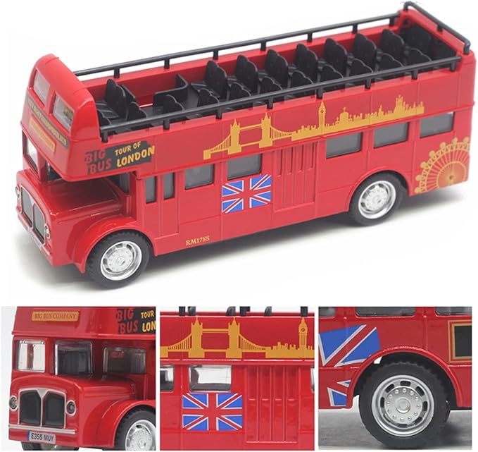CORPER TOYS Bus Toys Die Cast Metal Toy Cars Pull 4 Pack