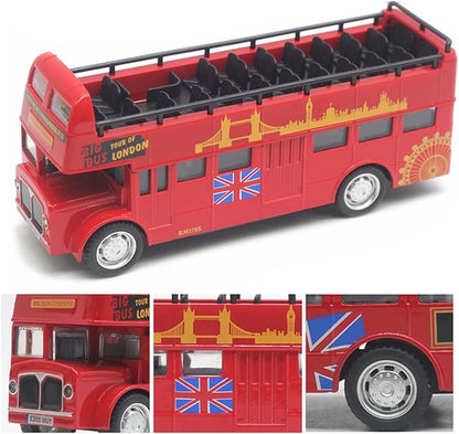 CORPER TOYS Bus Toys Die Cast Metal Toy Cars Pull 4 Pack