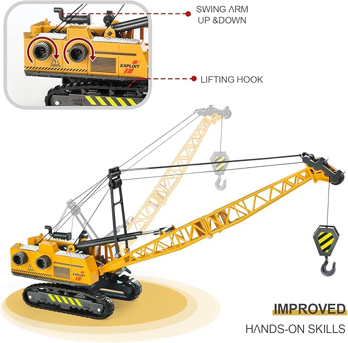 Jenilily 1:55 Scale Die-cast Crane Construction Vehicles Toy Alloy Model 3 4 5 Years