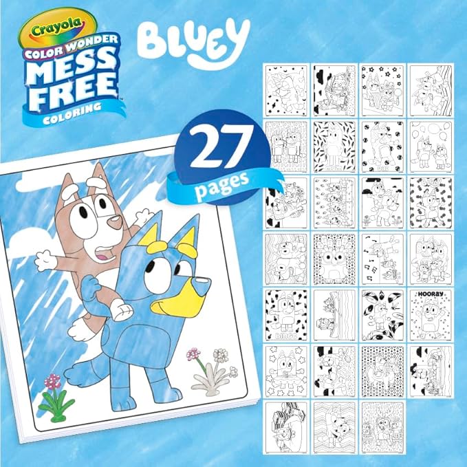 Crayola Color Wonder Bluey Activity Kit, Mess Free Coloring, Toddler Travel Activity, Bluey Toys for Kids, Gifts for Boys & Girls, 3+