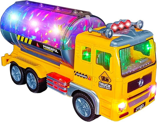 Truck Toys for 3-10 Year Old Boys, Electric Oil Tanker Toy Truck - with Bright Flashing 4D Lights & Real Sounds 3-12 Year