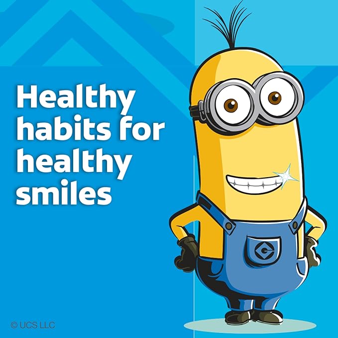 Colgate Kids Toothbrush, Minions, With Extra Soft Bristles and Built In Suction Cup Holder, 4 Pack
