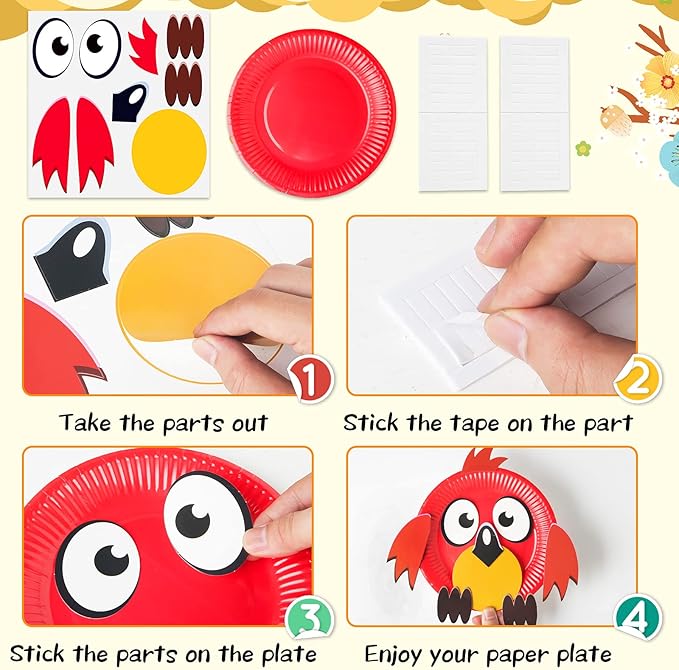BAODLON Arts and Crafts Kits for Kids, 12 Pack Simple Crafts Animal Paper Plate Art Kit for 2 3 4 5 Year Old Toddler Boys Girls, DIY Kids Crafts for Preschool Classroom Activity/Birthday/Party Game