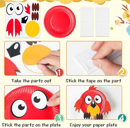 BAODLON Arts and Crafts Kits for Kids, 12 Pack Simple Crafts Animal Paper Plate Art Kit for 2 3 4 5 Year Old Toddler Boys Girls, DIY Kids Crafts for Preschool Classroom Activity/Birthday/Party Game