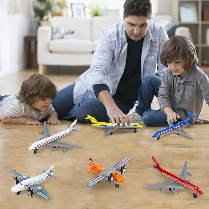 Toy Airplane 6 Pack, Diecast Airplane Toys for Boys Age 3 4-7 8-12