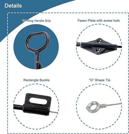 D-Ring Replacement Recliner Handle, Compatible with Lazy Boy, 22" Length