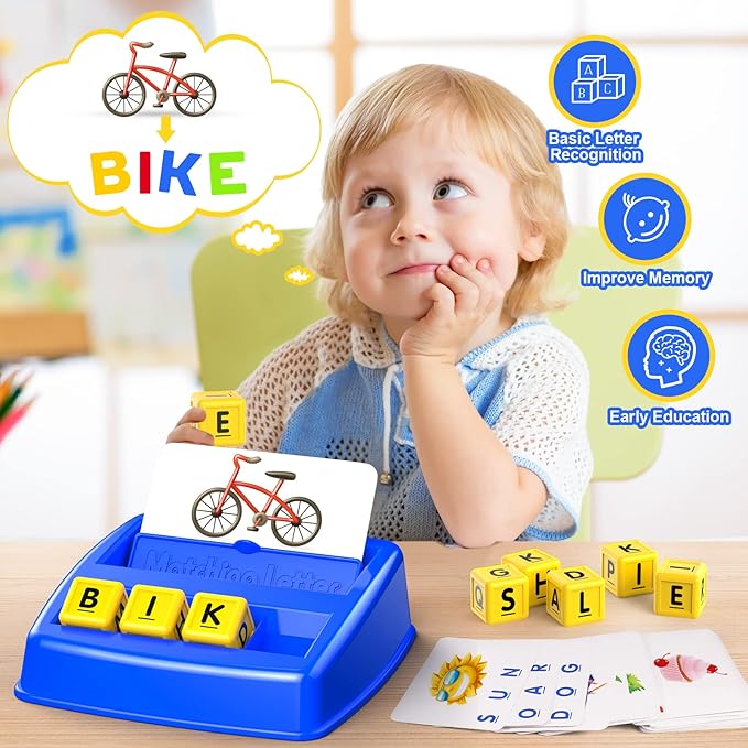 SAITCPRY Toys for Ages 2-4 4-6,Educational Toys for 3 4 5 Year Old for Toddlers 2-4 Year Matching Letter Games for 3-5 Montessori Toys for Kids Birthday Halloween Christmas Stocking Stuffer Gifts