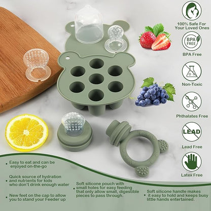 Baby Breastmilk Popsicle Molds & Baby Fruit Feeder (3 Pack), WAJIAYON Baby Food Freezer Tray Storage Containers