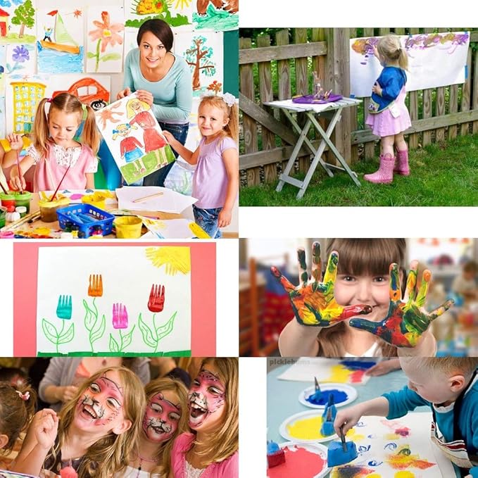 Toddler Painting Set-57Piece Painting Tool Kit with Art Smock - Kids Paint Brushes Sponge Kits- Toddler Kids Early Learning Toys Finger Paints Sponges Washable Acrylic Paint Art Supplies Gift