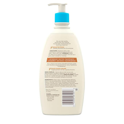 Aveeno Baby Daily Moisture Gentle Body Wash & Shampoo with Oat Extract, 2-in-1 Baby Bath Wash & Hair Shampoo 18 fl.