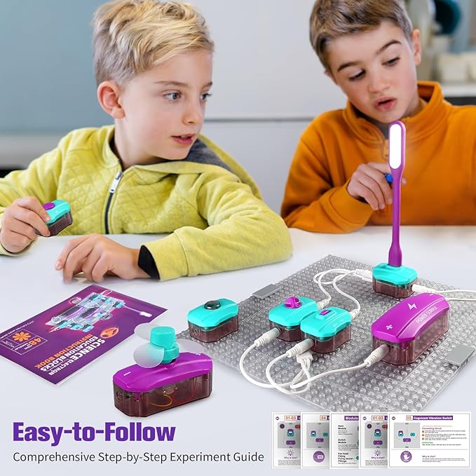 BATURU Stem Circuits Kits for Kids, Science Kits for Kids Age 8-12 5-7 4-8, 40 Electronics Exploration Kit, STEM Gifts Toys for Teenage Boys Girls