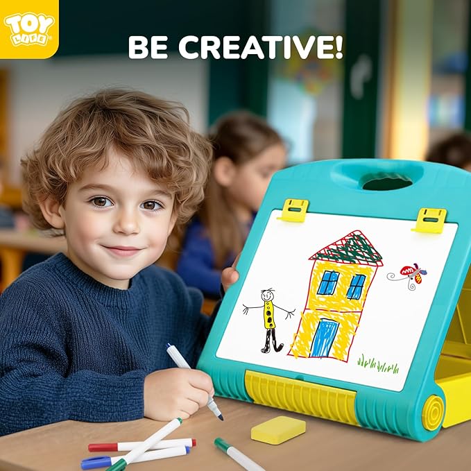 TOY Life Tabletop Easel for Kids Art Easel for Kids 3 4 5 Toddler Art Easel Board for Kids Chalkboard White Board for Kids Easel Set Dry Erase Board Portable Desktop Easel Painting Easel for Kids