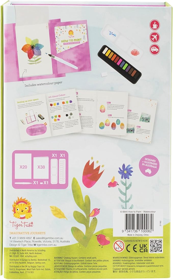 Tiger Tribe: How to Paint: Watercolor - Step-by-Step Guide Learning Techniques, 12 Watercolors & Brush, All-in-1 Activity Set, Kids & Tweens Ages 9+