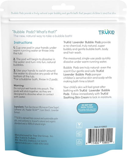 TruKid Bubble Podz Bubble Bath for Baby & Kids, Gentle Refreshing Bath Bomb for Sensitive Skin 7 for (24 Podz)