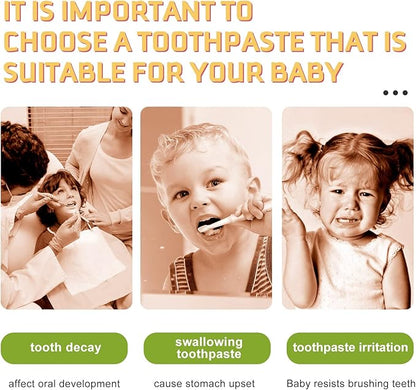 Kids Foam Toothpaste with Low Fluoride, Orange and Strawberry Flavor, Safe Natural Formul, Perfect for U-Shape Electric Toothbrush