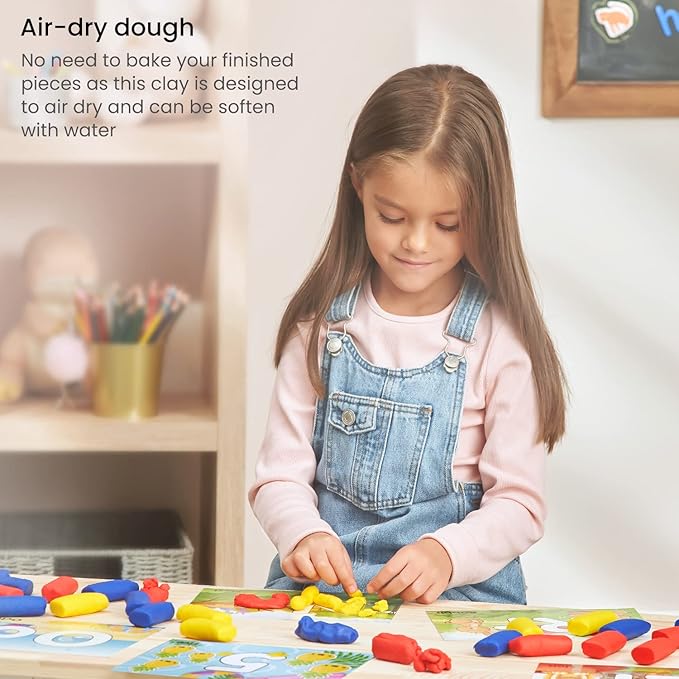 Arteza Kids Play Dough, Number Learning Dough Clay Kit, 12 Pieces, 0.8 oz, Red, Yellow, and Blue, 10 Numeric Cards, Art Supplies for Kids