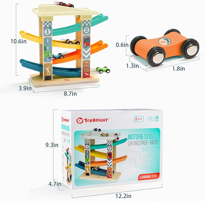 TOP BRIGHT Car Ramp Toddler Toys for One Year Old 1 Year 4 Mini