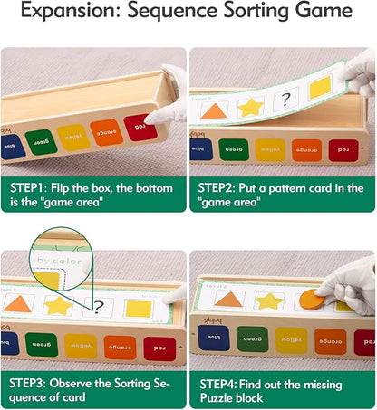 Boby Montessori Sorting Toys for Toddlers 1-3 Year Old, Wooden Color & Shape Sorter Box for Boy Girl Kids Birthday Gifts, Toddler Sensory Learning & Education Toys Age 1-2-3-4 Baby 12-18 Months