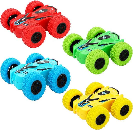ONEST 4 Pieces Pull Back Cars Double Sided Friction Powered