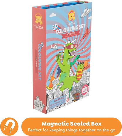Tiger Tribe: 3D Coloring Set - Sci Fi Fun - Activity Set, Color Drawings That Leap Off The Page, 3D Glasses, Markers, Kids Ages 8+