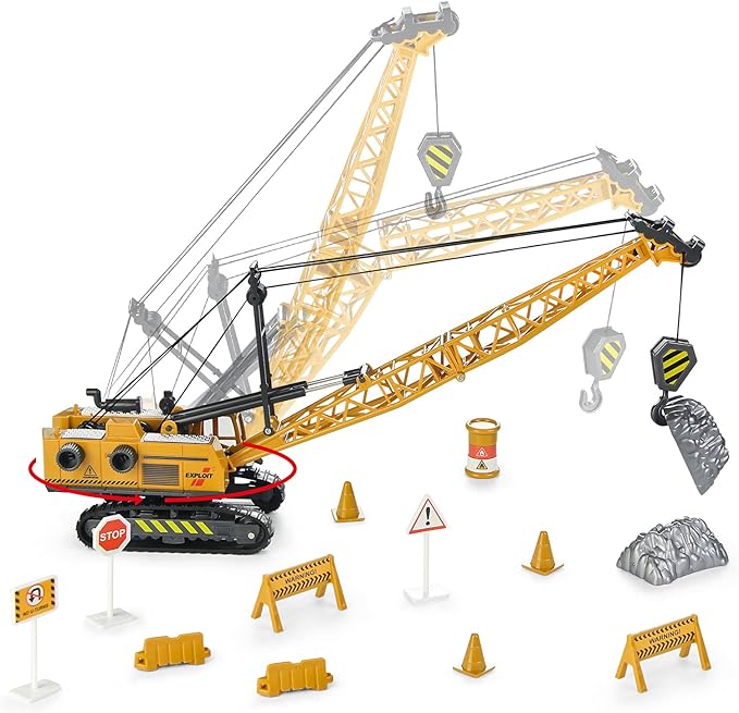 Jenilily 1:55 Scale Die-cast Crane Construction Vehicles Toy Alloy Model 3 4 5 Years