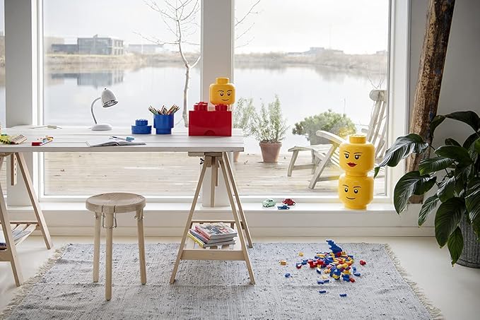 Room Copenhagen Iconic Storage Head Large, Stackable Storage Box, 8,5 L, Yellow, Happy Girl