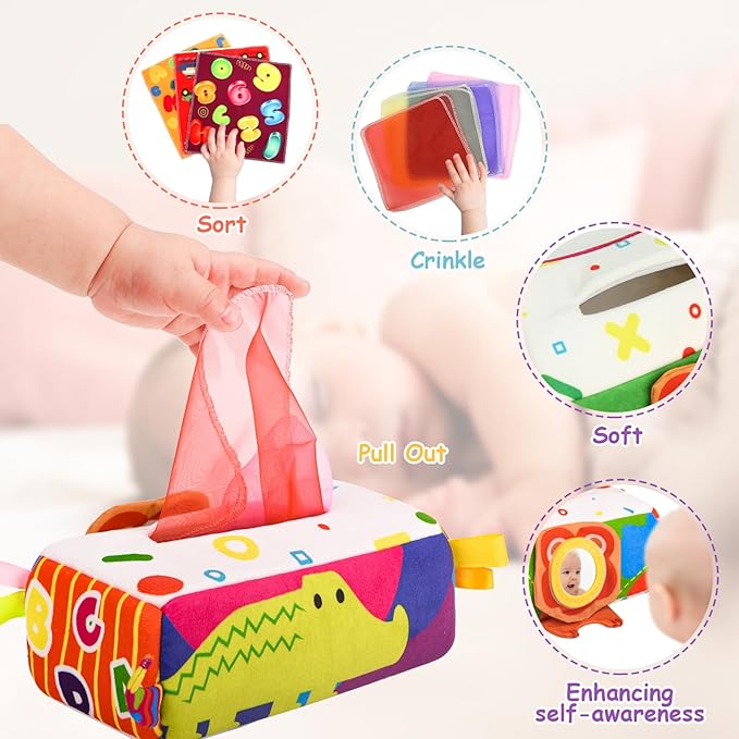 YOGINGO Baby Toys 6 to 12 Months - Baby Tissue Box Toys 1 Year