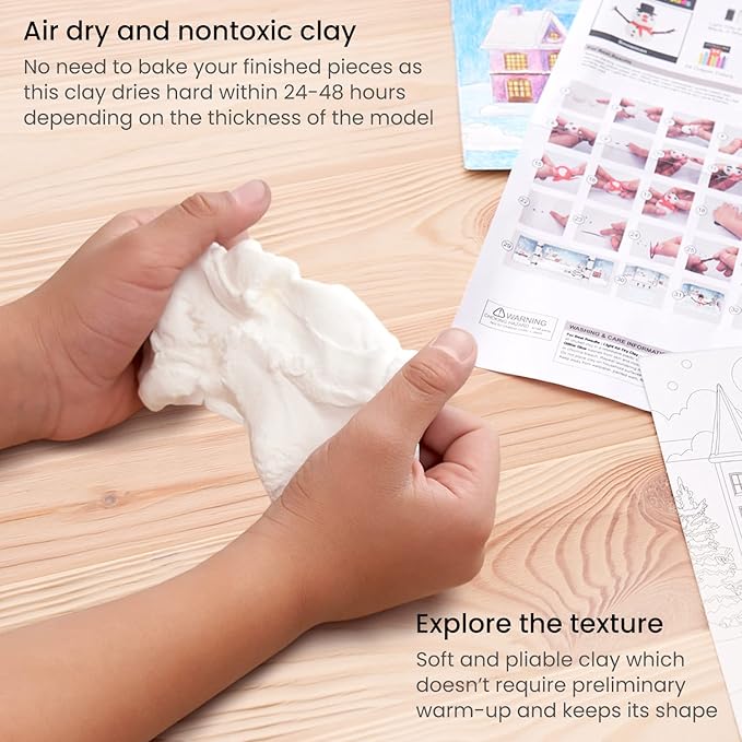 Arteza Kids Air Dry Clay, Winter Wonderland Stage Clay Kit, Craft Supplies for Learning Centers and Educational Playtime, Christmas, Birthday Gifts