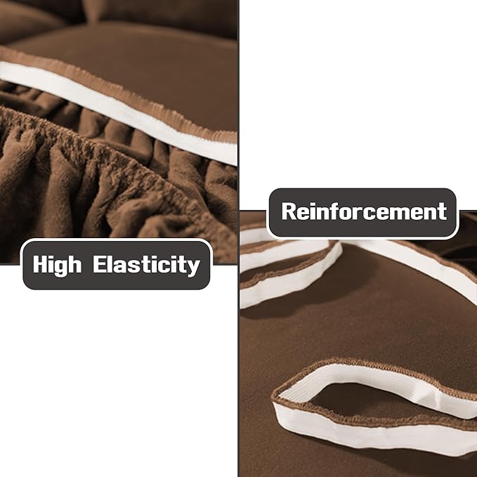 NORTHERN BROTHERS Stretchy Recliner Chair Covers, Velvet Recliner Covers, Lazy Boy Chair Cover (Brown, loveseat)