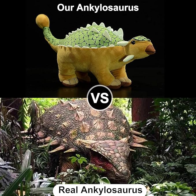 ZHONGXIN MADE Simulation Ankylosaurus Dinosaur Stuffed Plush Toy- 14inch Green Dinosaur Dragon Plushie, Figurines Dinosaur Stuffed Model Toys Soft, Gifts for Kids